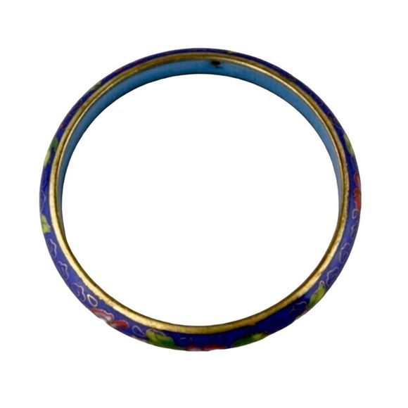 Vintage Blue and Gold Cloisonne Enamel Bangle - Picture 2 of 3